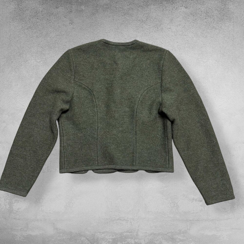 GEIGER Austria 100% Boiled Wool Cropped Cardigan Sweater Jacket Green 40 US 10 - Picture 7 of 7
